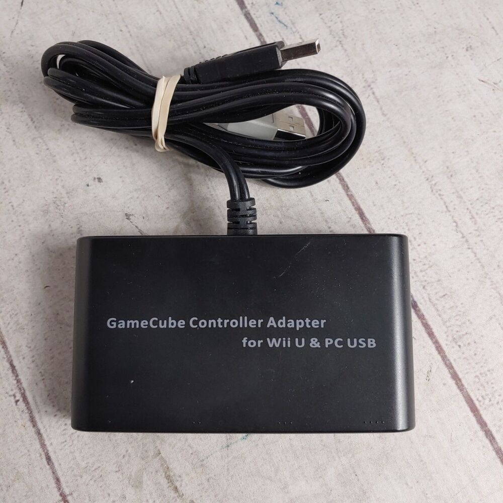 GameCube Controller Adapter 4 Port Hub for Wii U & PC USB Black Converter TESTED